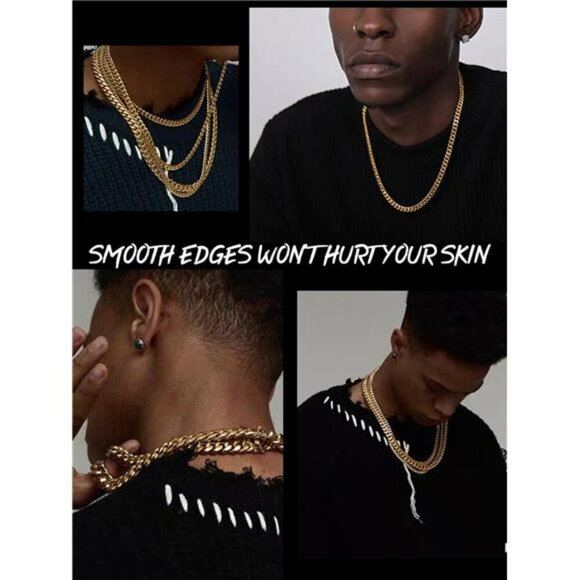 Mens Miami Cuban Link Chain Necklace Gold Stainless Steel 6mm 24 Inch - Picture 2 of 7